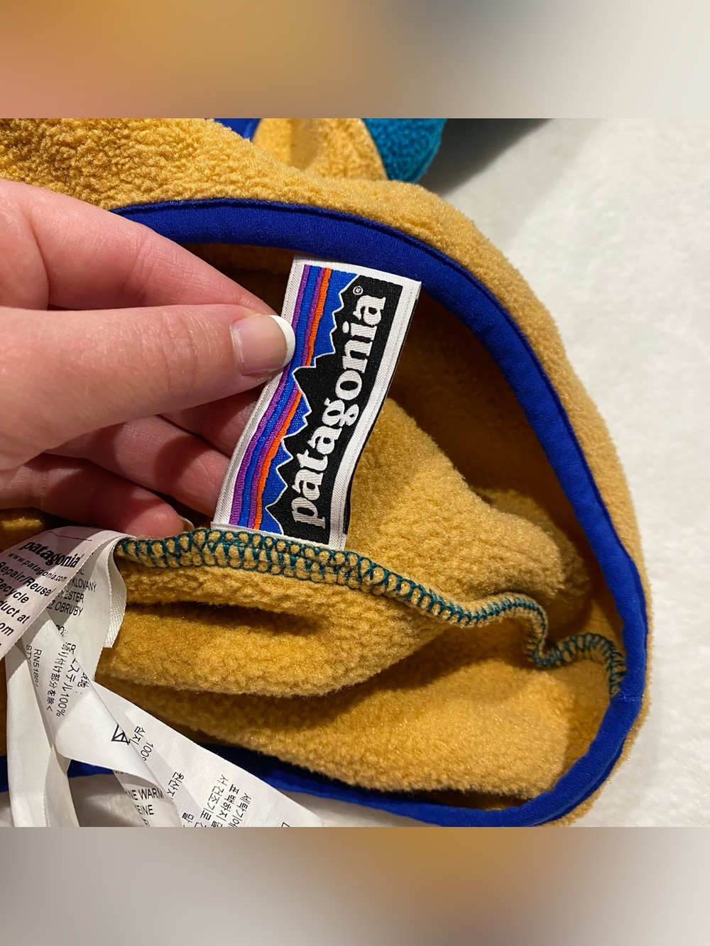 (S) Patagonia Lightweight Synchilla Snap-T Fleece Pullover Yellow Blue Small - Picture 9 of 13